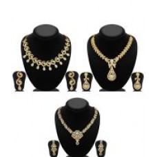 Deals, Discounts & Offers on Earings and Necklace - Sukkhi Pack of 3 Gold Plated AD Necklace Sets