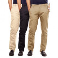 Deals, Discounts & Offers on Men Clothing - Pack of 3 Uber Urban 100 % Cotton Lycra Slim Fit Skeek Pant For Men