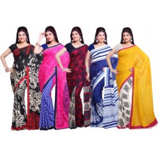 Deals, Discounts & Offers on Women Clothing - Ishin Designer Studio Printed Fashion Crepe Sari