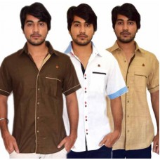 Deals, Discounts & Offers on Men Clothing - Shirts Men's Solid Casual Linen Multicolor Shirt