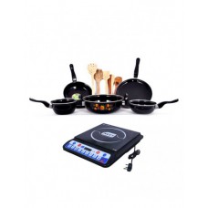 Deals, Discounts & Offers on Home & Kitchen - DCH 5 Pcs Of Hard Coat Induction Cookware And Wooden Skimmers With Induction Cooktop