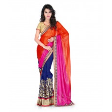 Deals, Discounts & Offers on Women Clothing - Jenny Half N half Exclusive Fancy Designer, Party wear, ready to wear Embroidery work Georgette Sarees