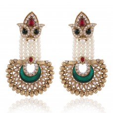 Deals, Discounts & Offers on Earings and Necklace - I Jewels E2520MG Traditional Gold Plated Elegantly Handcrafted Meenakari & Pearl Hanging Earrings at 88% offer