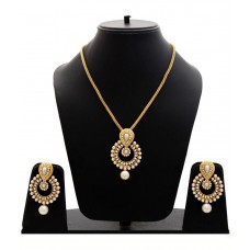 Deals, Discounts & Offers on Earings and Necklace - Manukunj White and Golden Necklace Set at 74% offer