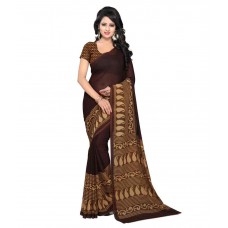 Deals, Discounts & Offers on Women Clothing - Janasya Brown Georgette Saree at 78% offer