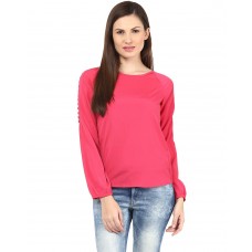 Deals, Discounts & Offers on Women Clothing - Harpa Solid Crepe Full Sleeve Womens Top at 50% offer