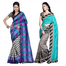 Deals, Discounts & Offers on Women Clothing - Janasya Designer Saree Combo Pack Of 2 at 60% offer