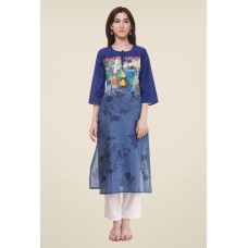 Deals, Discounts & Offers on Women Clothing - Shree Blue Printed Kurta at 30% offer