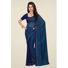Deals, Discounts & Offers on Women Clothing - Ishin Navy Faux Georgette Printed Saree at 68% offer