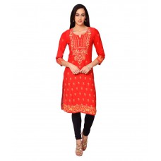 Deals, Discounts & Offers on Women - Flat 47% off on Rangriti RED Viscose Straight Kurti