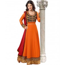Deals, Discounts & Offers on Women Clothing - Shree Shyam Mills Orange Georgette Anarkali at 77% offer