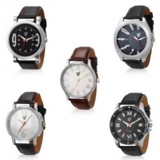 Deals, Discounts & Offers on Men - Rico Sordi Round Dial Leather Strap Set Of 5 Watches at 73% offer