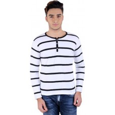 Deals, Discounts & Offers on Men Clothing - Bigidea Striped Men's Henley T-Shirt at 62% offer