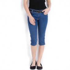 Deals, Discounts & Offers on Women Clothing - Tokyo Talkies Cotton Lycra Solid Capri at 50% offer