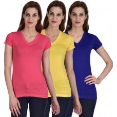 Deals, Discounts & Offers on Women Clothing - Flat 79% off on Youthen Solid V-nec  T-Shirt 