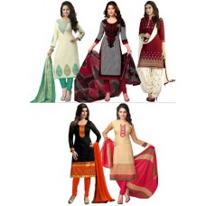 Deals, Discounts & Offers on Women Clothing - Flat 50% off on Ethnic Bahaar: Pack Of 5 Designer Printed Salwar Suits