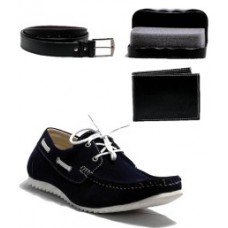Deals, Discounts & Offers on Men - Flat 70% off on 0 Annoyance Blue Casual Shoes with Wallet & Belt Combo