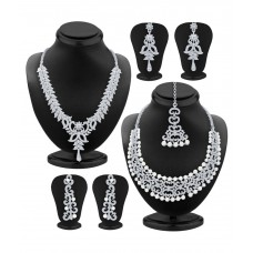 Deals, Discounts & Offers on Earings and Necklace - Sukkhi Silver Necklace Combo Set at 85% offer