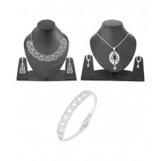 Deals, Discounts & Offers on Earings and Necklace - Touchstone White Rhinestone Studded Necklace Set at 85% offer