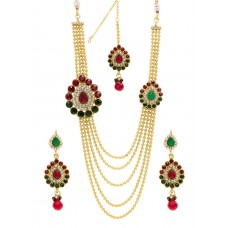 Deals, Discounts & Offers on Earings and Necklace - Bindhani Multicolor Gold-Plated Necklace at 68% offer