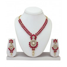 Deals, Discounts & Offers on Earings and Necklace - Atasi International Pink Alloy Necklace Set at 83% offer