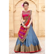 Deals, Discounts & Offers on Women Clothing - Om Silk Mills Embroidered Lehegha Choli at 80% offer