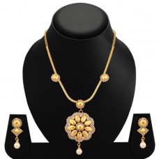 Deals, Discounts & Offers on Earings and Necklace - Sukkhi 2691NADD1050 Fancy Gold Plated AD Necklace Set at 75% offer