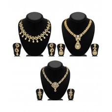 Deals, Discounts & Offers on Earings and Necklace - Sukkhi Zinc Gold Plated Australian Set of 3 Necklace at 85% offer