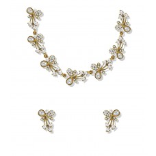 Deals, Discounts & Offers on Earings and Necklace - Zaveri Pearlsaustrian Diamond & Pearls Gold Tone Necklace Set at 68% offer