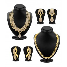 Deals, Discounts & Offers on Earings and Necklace - Sukkhi Golden Alloy Necklace Set Combo at 85% offer