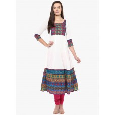 Deals, Discounts & Offers on Women Clothing - Libas White Printed Kurta at 40% offer