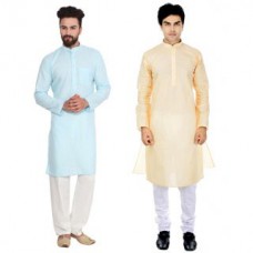Deals, Discounts & Offers on Men Clothing - RiverZone Men's Cotton Kurta Pyjama Combo of 2 Set at 50% offer