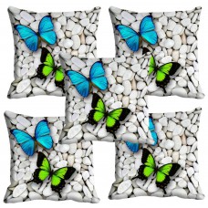 Deals, Discounts & Offers on Home Decor & Festive Needs - meSleep Colorful Butterfly 3D Cushion Cover  Set of 5
