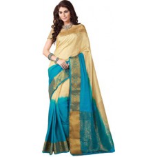Deals, Discounts & Offers on Women Clothing - Taanshi Printed Kanjivaram Tussar Silk Sari