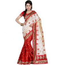 Deals, Discounts & Offers on Men Clothing - Red Art Silk party wear Saree @ 60% off + Extra 20% off