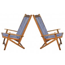 Deals, Discounts & Offers on Home Appliances - Exculsive Set Of Two Leisure Blue Stripes Folding Chair