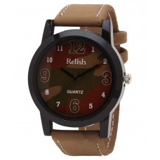 Deals, Discounts & Offers on Men - Relish Beige Leather Round Analog Watch