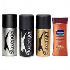 Deals, Discounts & Offers on Health & Personal Care - Combo of 3 Slazenger Deodorants With Vasline Body Lotion