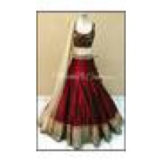 Deals, Discounts & Offers on Women Clothing - Style Amaze Presents Maroon & Cream Designer Embroidered Lahenga Choli at 90% offer
