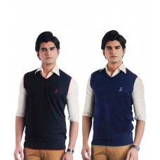 Deals, Discounts & Offers on Men Clothing - Eprilla Pack of 2 Black and Blue Sleeveless Sweaters at 75% offer