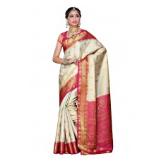 Deals, Discounts & Offers on Women Clothing - Flat 70% off on Mimosa Traditional Art Silk Saree Kanjivaram Style