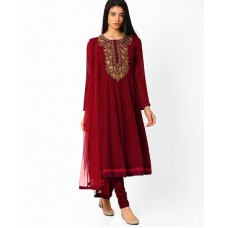Deals, Discounts & Offers on Women Clothing - Kalidar Churidar Kurta With Dupatta 