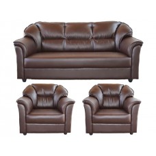 Deals, Discounts & Offers on Furniture - Flat 57% off on Manhattan Leatherette Brown 3+1+1 Sofa Set