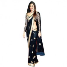 Deals, Discounts & Offers on Women Clothing - Flat 81% off on Styloce Net Black Saree 