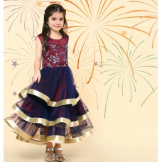 Deals, Discounts & Offers on Kid's Clothing - Flat 19% off on Khushiyon ki Chakri Purple Diwali Frock