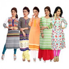 Deals, Discounts & Offers on Women Clothing - Set Of 5 Cotton Kurtas @ Rs. 999 Only