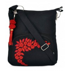 Deals, Discounts & Offers on Accessories - Pick Pocket Black Canvas Cloth Sling Bag at 28% offer