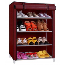Deals, Discounts & Offers on Accessories - Flat 58% Offer on Pindia Maroon 4 Layer Shoe Rack