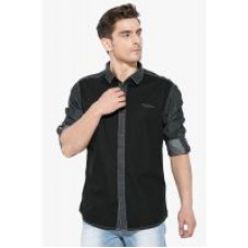 Deals, Discounts & Offers on Men Clothing - Black Slim Fit Casual Shirts at 50% Offer
