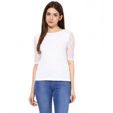 Deals, Discounts & Offers on Women Clothing - Miss Chase half Sleeves Boat Neck Cotton Top at 40% offer